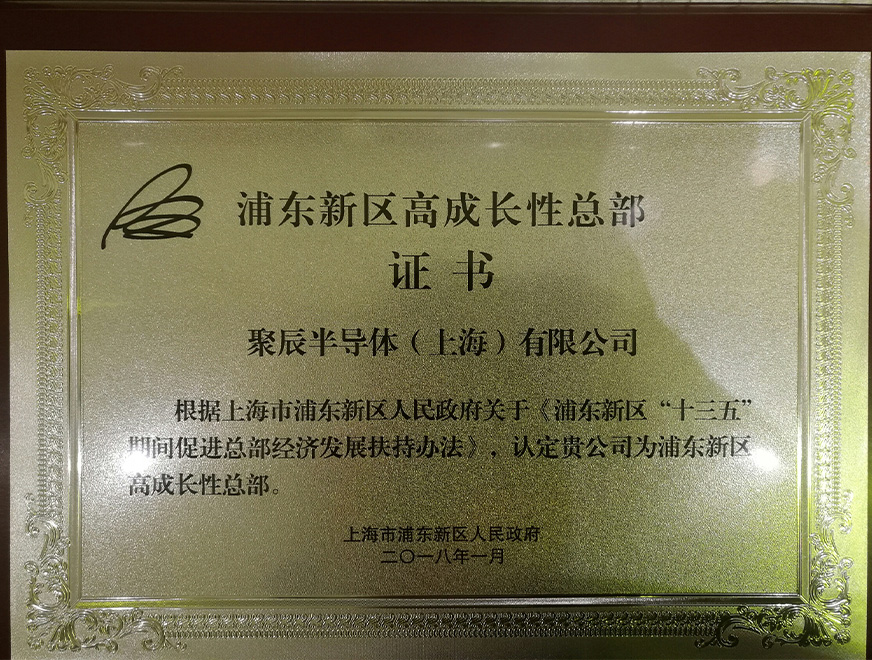  2018年亚星游戏官网被浦东新区人民政府认定为“浦东新区高成长性总部”