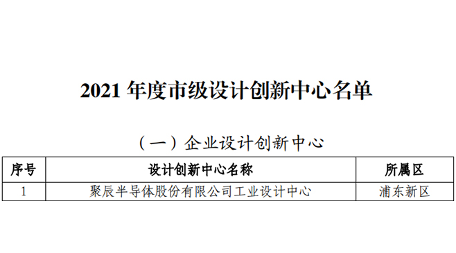 再添喜讯 | 亚星游戏官网半导体获评2021年度上海市级设计创新中心
