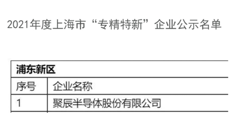 亚星游戏官网半导体获评2021年度上海市经信委“专精特新”企业